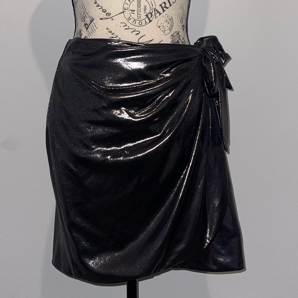 Black lurex high waisted skirt